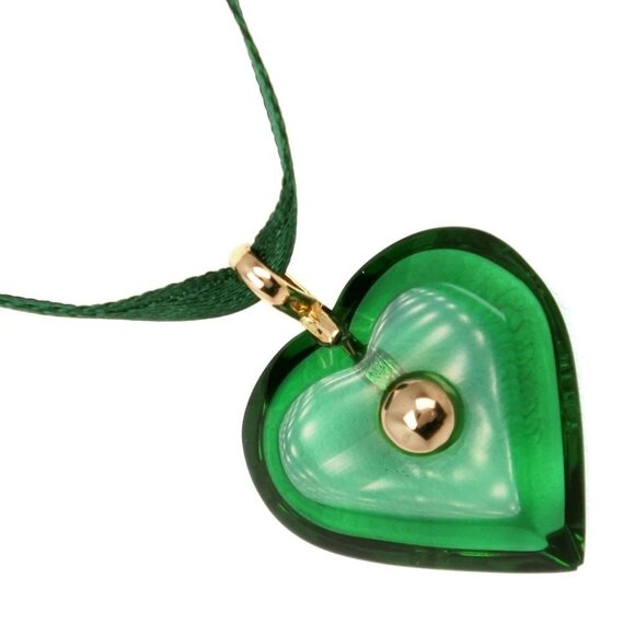 Baccarat heart choker Green crystal/K18 yellow gold heart 4.8g Women - Picture 2 of 10